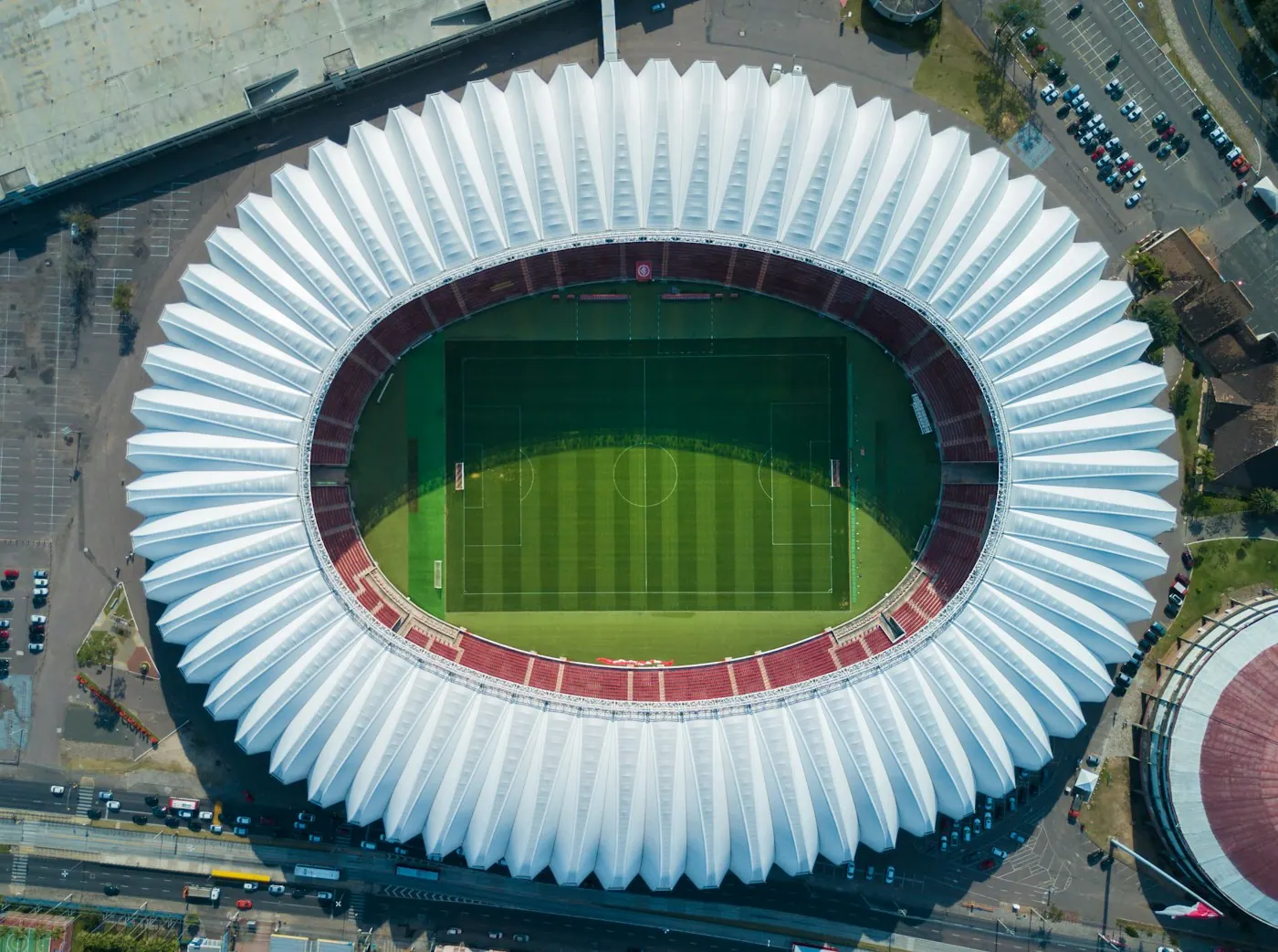 Aerial view of a stadium, a sports infrastructure asset class